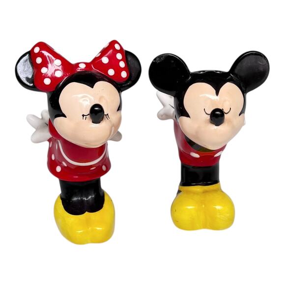 Disney Minnie & Mickey Mouse Kissing SALT & PEPPER SHAKERS LARGE 5" Jerry Leigh - Picture 4 of 13